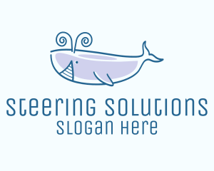 Blue Happy Whale logo design