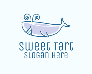 Blue Happy Whale logo design