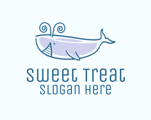 Blue Happy Whale logo design