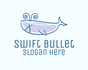 Blue Happy Whale logo design