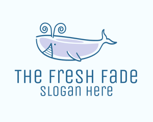 Blue Happy Whale logo design