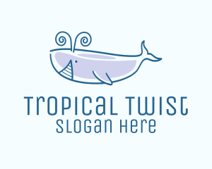 Blue Happy Whale logo design