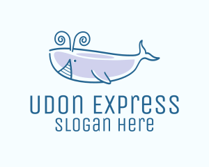 Blue Happy Whale logo design