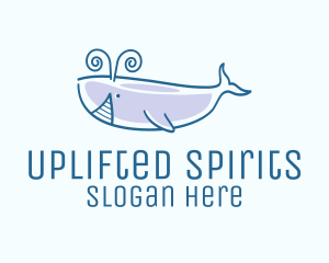 Blue Happy Whale logo design