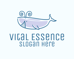 Blue Happy Whale logo design