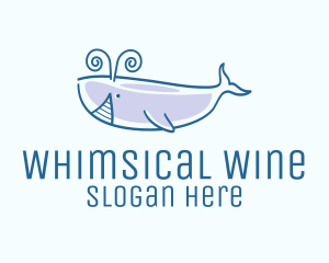 Blue Happy Whale logo design