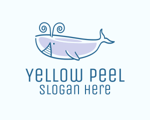 Blue Happy Whale logo design