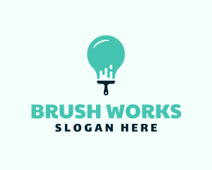 Light Bulb Paint Brush logo design