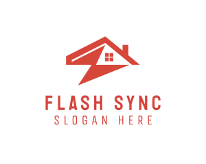 Flash Lightning House Electricity logo design