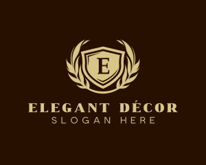 Elegant Shield Wreath logo design