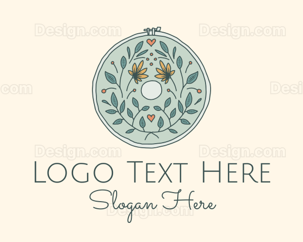 Flower Leaves Embroidery Craft Logo