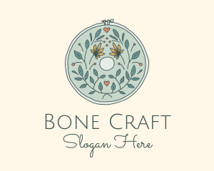 Flower Leaves Embroidery Craft logo design