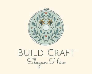 Flower Leaves Embroidery Craft logo design