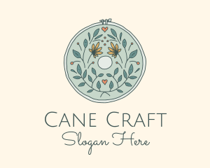 Flower Leaves Embroidery Craft logo design