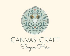 Flower Leaves Embroidery Craft logo design