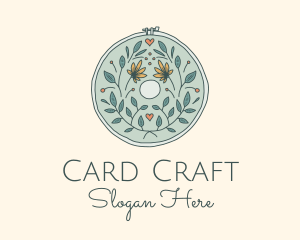 Flower Leaves Embroidery Craft logo design