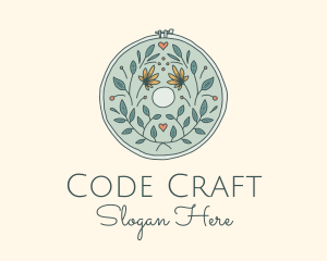 Flower Leaves Embroidery Craft logo design