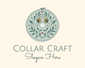 Flower Leaves Embroidery Craft logo design