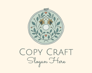 Flower Leaves Embroidery Craft logo design