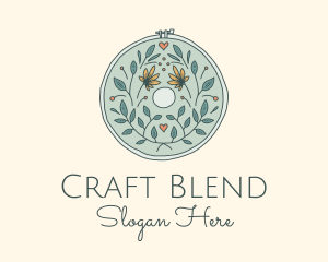 Flower Leaves Embroidery Craft logo design