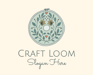 Flower Leaves Embroidery Craft logo design