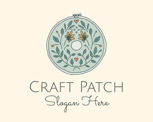 Flower Leaves Embroidery Craft logo design