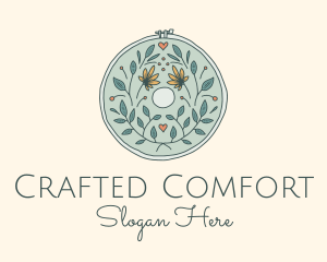 Flower Leaves Embroidery Craft logo design