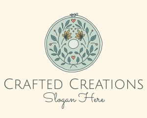 Flower Leaves Embroidery Craft logo design