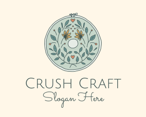 Flower Leaves Embroidery Craft logo design