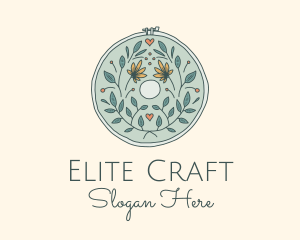 Flower Leaves Embroidery Craft logo design