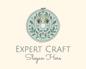 Flower Leaves Embroidery Craft logo design