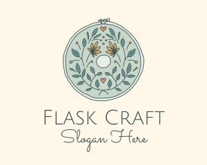 Flower Leaves Embroidery Craft logo design