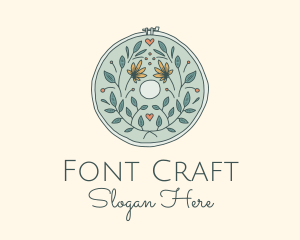 Flower Leaves Embroidery Craft logo design