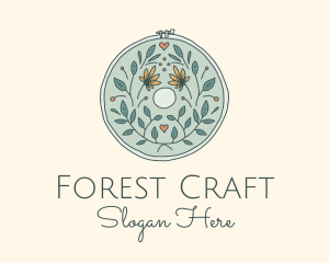 Flower Leaves Embroidery Craft logo design