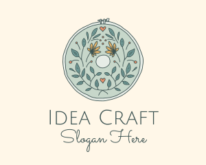 Flower Leaves Embroidery Craft logo design