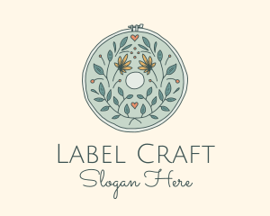 Flower Leaves Embroidery Craft logo design