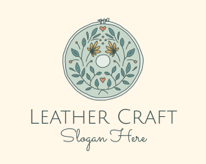 Flower Leaves Embroidery Craft logo design