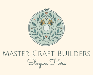 Flower Leaves Embroidery Craft logo design