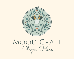 Flower Leaves Embroidery Craft logo design