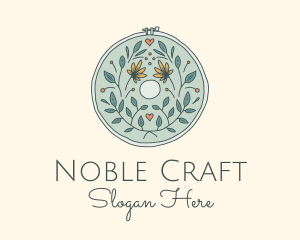 Flower Leaves Embroidery Craft logo design