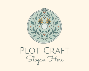 Flower Leaves Embroidery Craft logo design