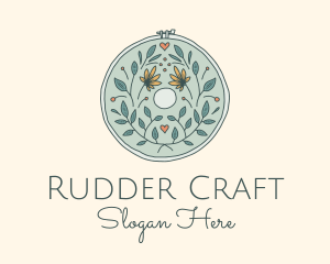 Flower Leaves Embroidery Craft logo design