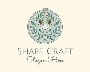 Flower Leaves Embroidery Craft logo design