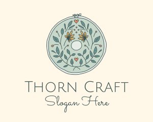 Flower Leaves Embroidery Craft logo design