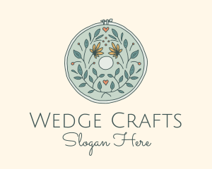 Flower Leaves Embroidery Craft logo design