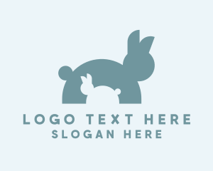 Caring - Baby Rabbit Silhouette logo design