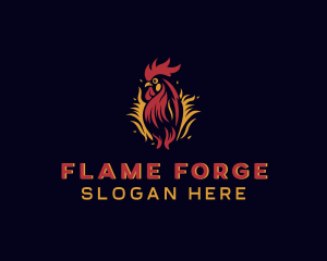 Chicken Flame Barbecue logo design