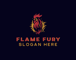 Chicken Flame Barbecue logo design