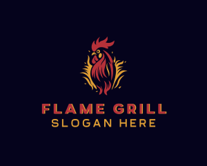 Chicken Flame Barbecue logo design