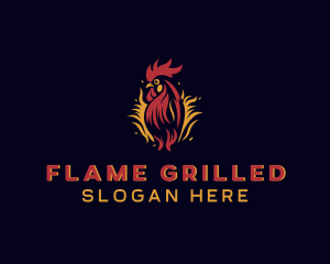 Chicken Flame Barbecue logo design